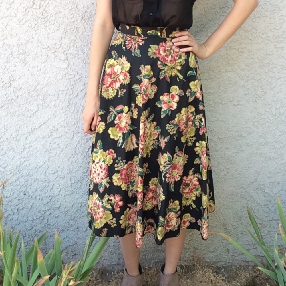 Dorothy Gray Vintage Sequin Floral Midi Skirt